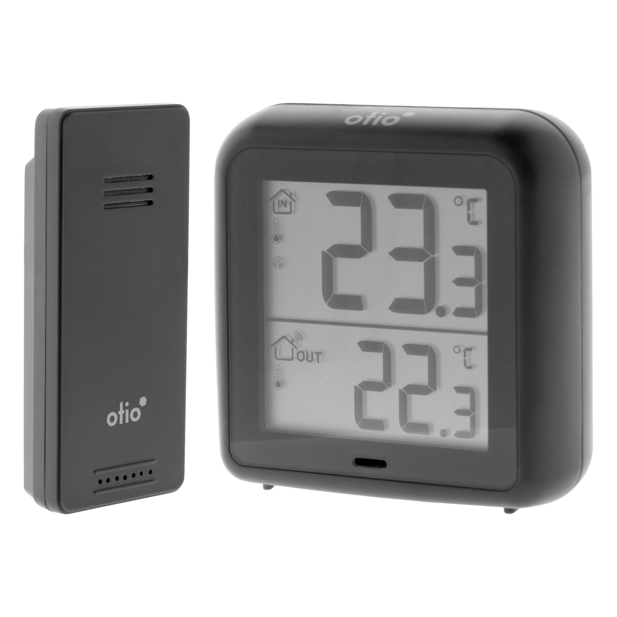 Thermomètre – hygromètre avec capteur sans fil gris anthracite - Otio 4