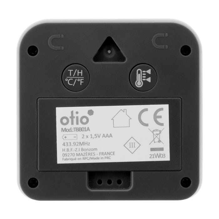 Thermomètre – hygromètre avec capteur sans fil gris anthracite - Otio 5