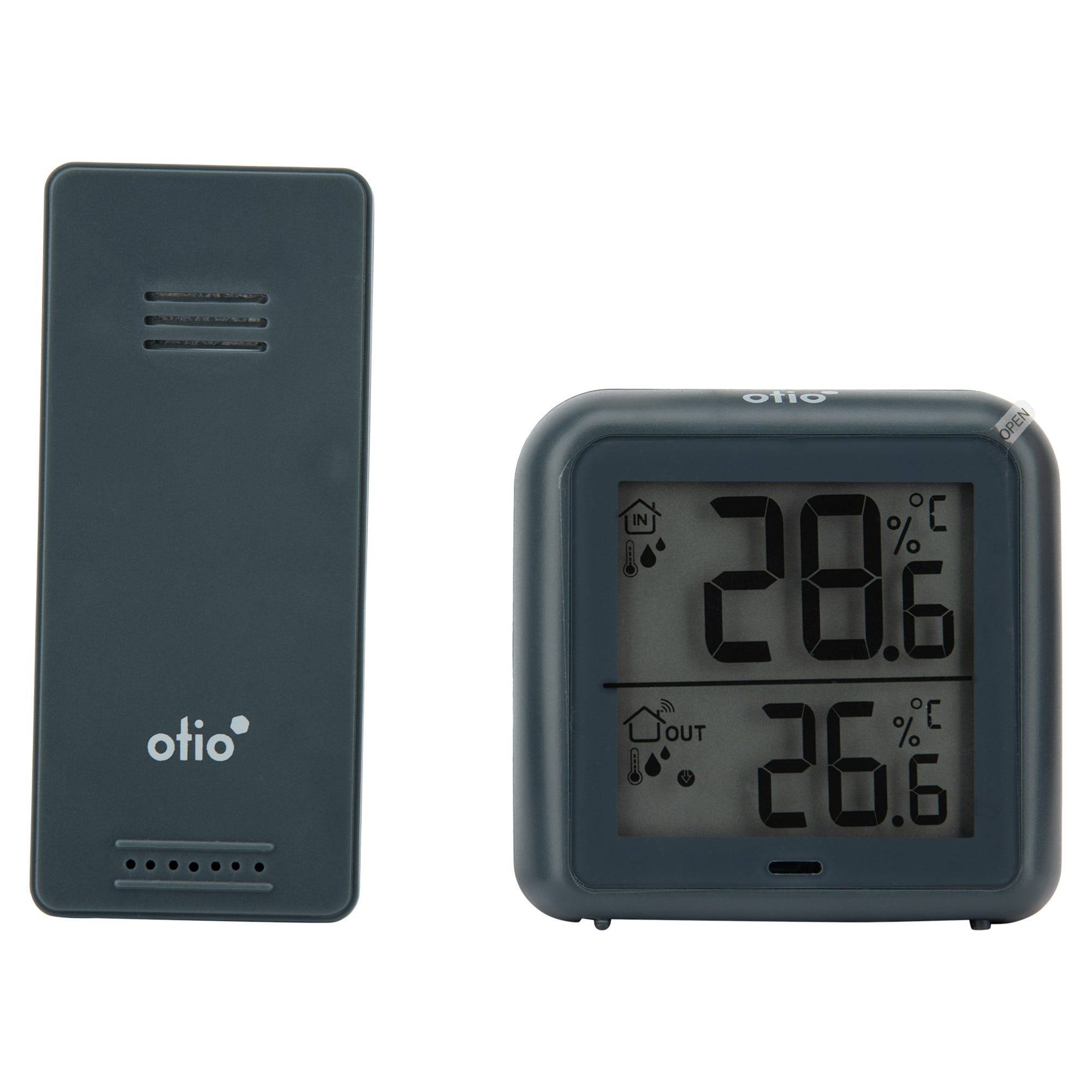 Thermomètre – hygromètre avec capteur sans fil gris anthracite - Otio 1