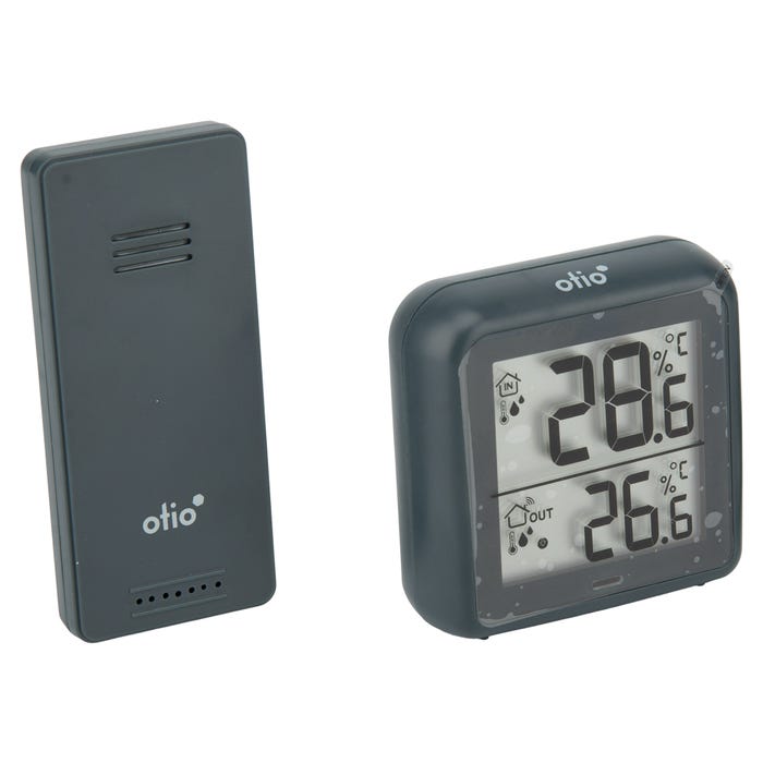 Thermomètre – hygromètre avec capteur sans fil gris anthracite - Otio 0