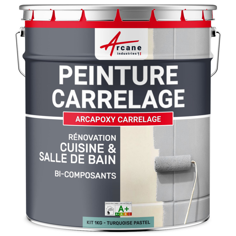 Peinture Carrelage Cuisine & Salle De Bain - Résine Bi-composante Arcapoxy Carrelage - Ral 6034 - Turquoise Pastel - 1 Kg Jusqu'à 10 M²