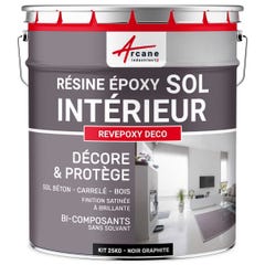 PEINTURE EPOXY SOL - REVEPOXY DECO - 25 kg (jusqu'à 70 m² en 2 couches) - Noir Graphite - RAL 9011 - ARCANE INDUSTRIES