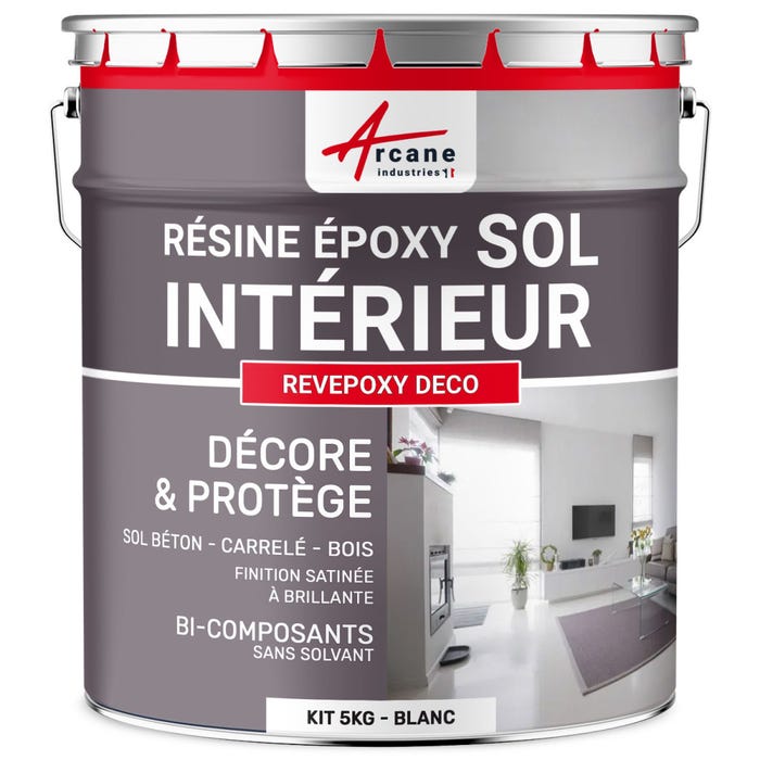PEINTURE EPOXY SOL - REVEPOXY DECO - 5 Kg (jusqu'à 14 m² en 2 couches) - Blanc - ARCANE INDUSTRIES 5
