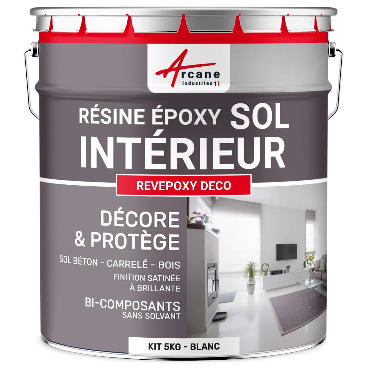 PEINTURE EPOXY SOL - REVEPOXY DECO - 5 Kg (jusqu'à 14 m² en 2 couches) - Blanc - ARCANE INDUSTRIES 0