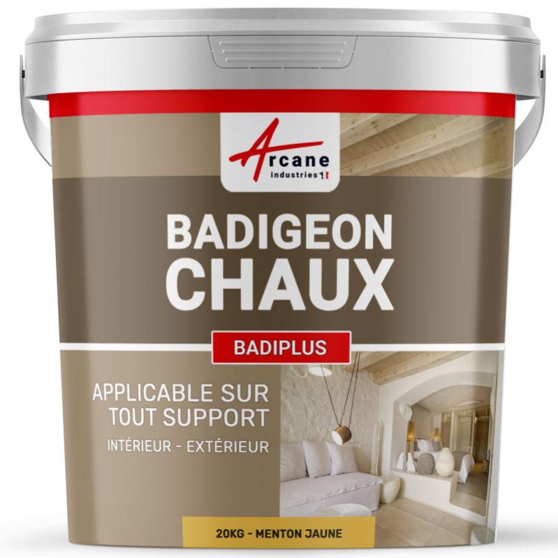 Badigeon à La Chaux Intérieur Extérieur - Badiplus - Menton Jaune - 20 Kg : Jusqu'à 100 M²
