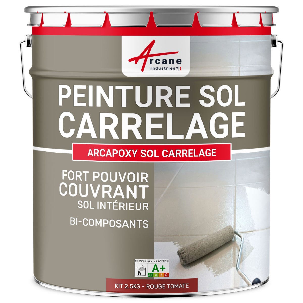Peinture Résine Sol Carrelage - ARCAPOXY SOL CARRELAGE - 1 kg (jusqu'à 5 m² en 2 couches) - Rouge Tomate - RAL 3013 - ARCANE INDUSTRIES 0