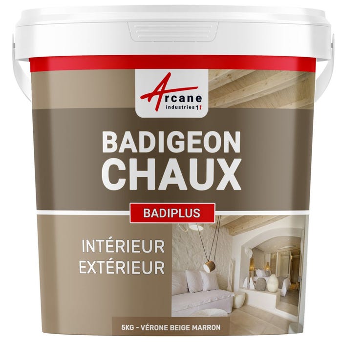Badigeon à la chaux intérieur extérieur - BADIPLUS - 5 kg (jusqu'à 25 m²) - Vérone - Beige Marron - ARCANE INDUSTRIES 0