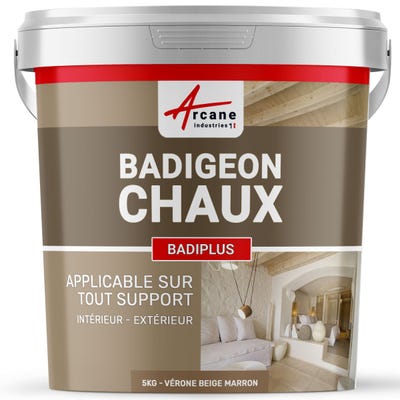 Badigeon à la chaux intérieur extérieur - BADIPLUS - 5 kg (jusqu'à 25 m²) - Vérone - Beige Marron - ARCANE INDUSTRIES 1