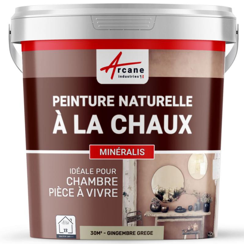 Peinture A La Chaux Naturelle Et Saine - Nuances Minerales Chaux - Gingembre Grege - 30 M² (5 Kg En 1 Couche)