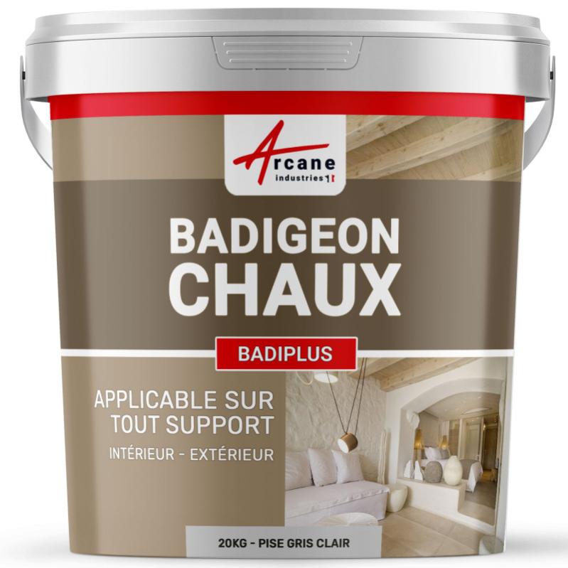 Badigeon à La Chaux Intérieur Extérieur - Badiplus - Pise Gris Clair - 20 Kg : Jusqu'à 100 M²