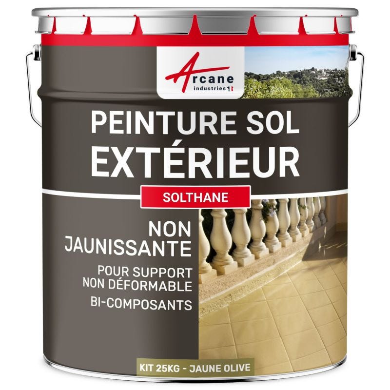 Peinture polyuréthane pour béton haute résistance non jaunissante - SOLTHANE - 25 kg - Jaune Olive - RAL 1020 - ARCANE INDUSTRIES 0