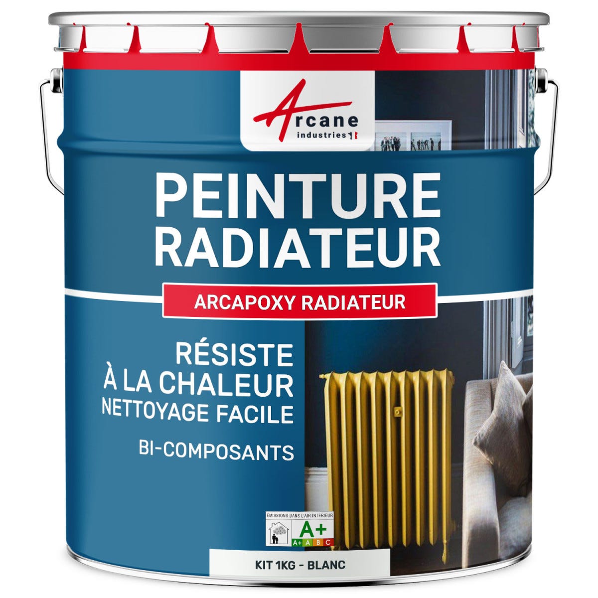 Peinture Radiateur fonte acier alu - PEINTURE RADIATEUR - 1 kg (jusqu'à 5 m² en 2 couches) - Blanc - RAL 9003 - ARCANE INDUSTRIES 0