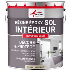 PEINTURE EPOXY SOL - REVEPOXY DECO - 25 kg (jusqu'à 70 m² en 2 couches) - Ivoire Claire - RAL 1015 - ARCANE INDUSTRIES 0