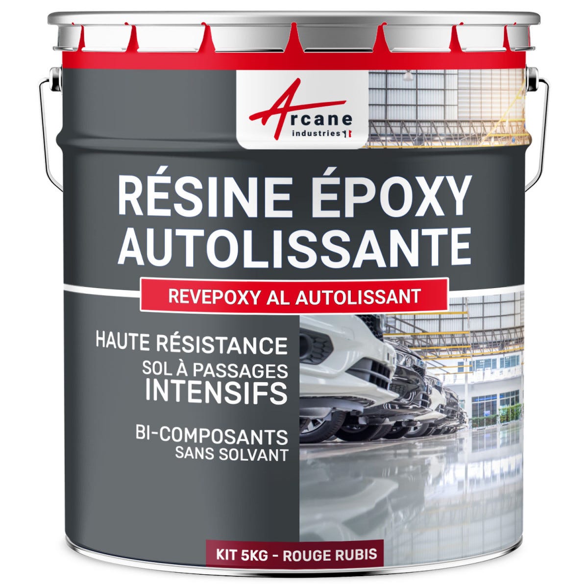 Résine epoxy autolissante sols - REVEPOXY AL Rouge Rubis - RAL 3003 - 5 kgARCANE INDUSTRIES 0