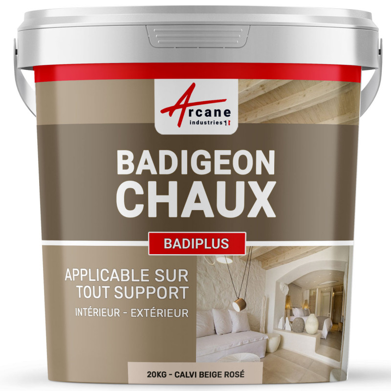 Badigeon à La Chaux Intérieur Extérieur - Badiplus - Calvi Beige Rosé - 20 Kg : Jusqu'à 100 M²