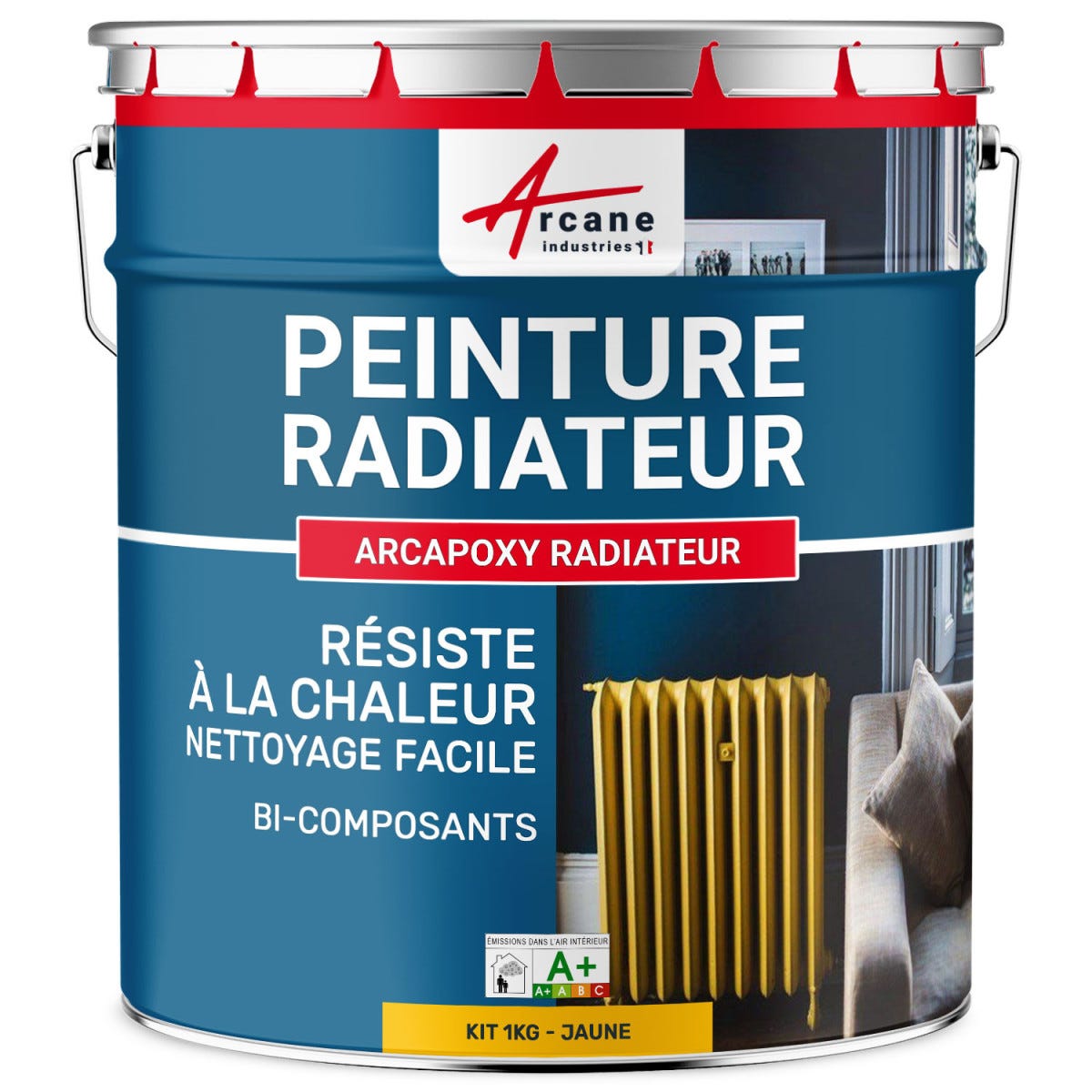 Peinture Radiateur fonte acier alu - PEINTURE RADIATEUR - 1 kg (jusqu'à 5 m² en 2 couches) - Jaune - RAL 1023 - ARCANE INDUSTRIES 0