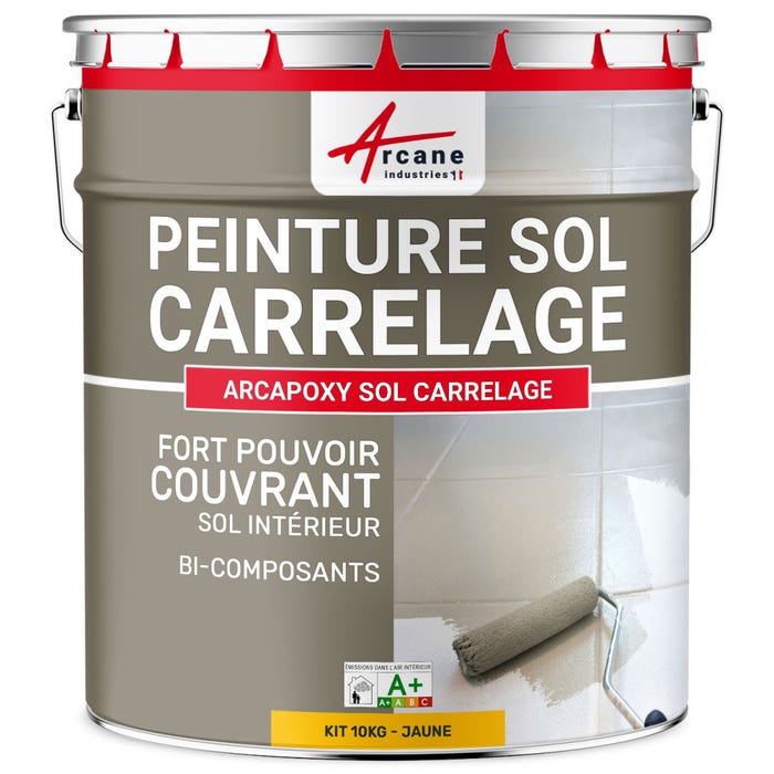Peinture Résine Sol Carrelage - ARCAPOXY SOL CARRELAGE - 10 kg (jusqu'à 50 m² en 2 couches) - Jaune - RAL 1023 - ARCANE INDUSTRIES 0