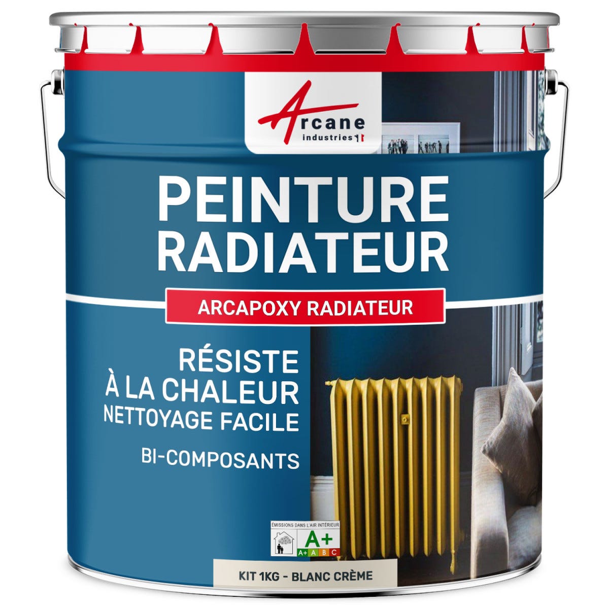 Peinture Radiateur fonte acier alu - PEINTURE RADIATEUR - 1 kg (jusqu'à 5 m² en 2 couches) - Blanc Cassé - Crème - RAL 9001 - ARCANE INDUSTRIES 8