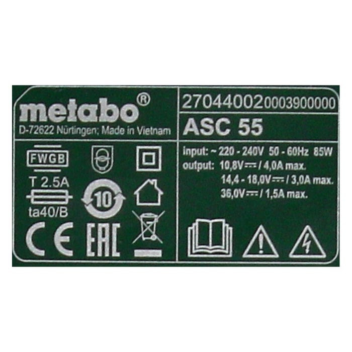 Pack énergie 18V LIHD (3x4,0 AH) avec chargeur ASC 55 - METABO 685132000 3