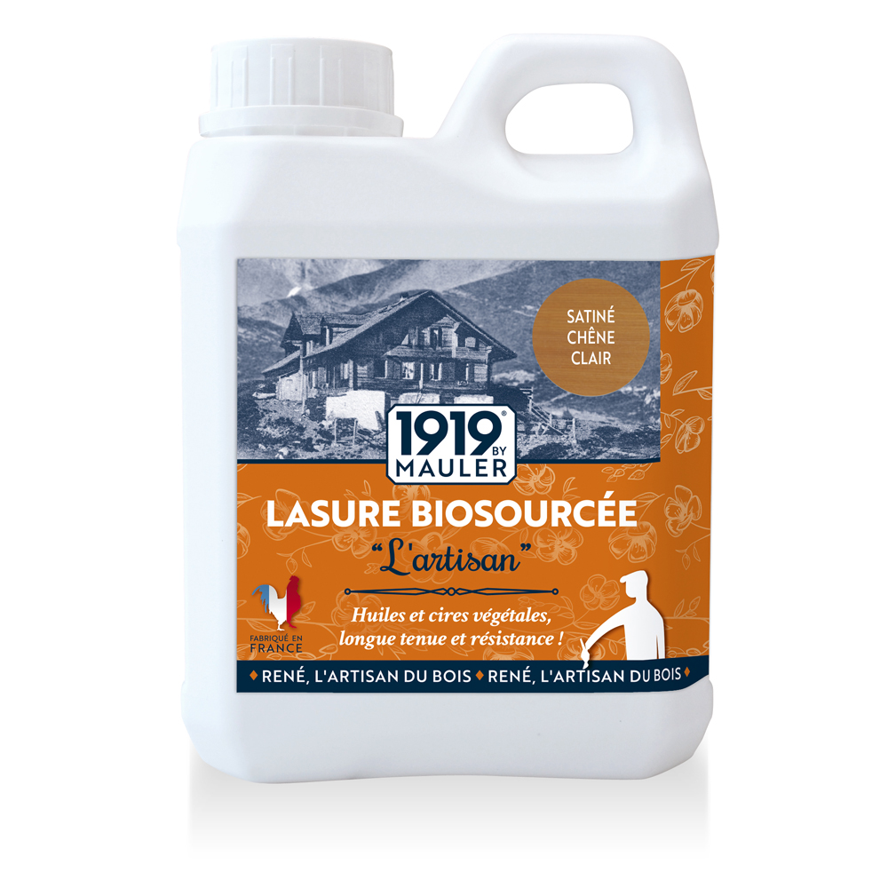 Lasure Biosourcée "l'artisan" Chêne Clair 2,5l 1919 By Mauler : ne pèle pas, ne s'écaille pas, sans odeur