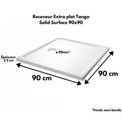 Receveur extra plat 90x90 en solid surface Tango 2