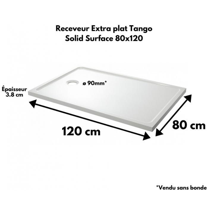 Receveur extra plat 80x120 en solid surface Tango 2