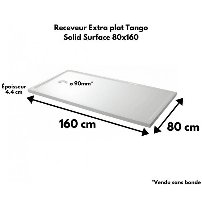 Receveur extra plat 80x160 en solid surface Tango 2