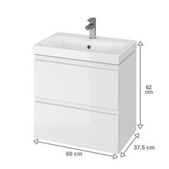 Meuble salle de bain-60x37.5cm-Gain de place-Blanc Brillant-Moduo Slim 2
