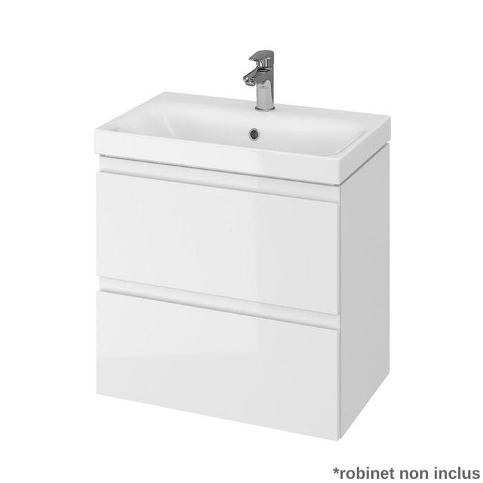Meuble salle de bain-60x37.5cm-Gain de place-Blanc Brillant-Moduo Slim 3