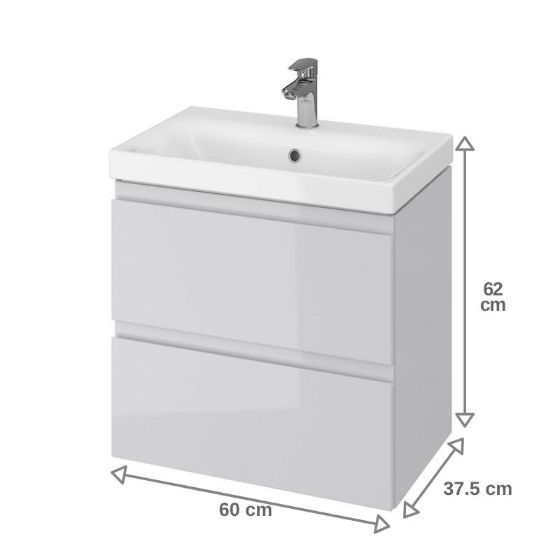 Meuble salle de bain-60x37.5 cm-Gain de place-Gris Clair-Moduo Slim 2