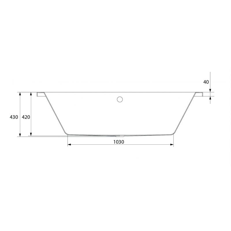 Baignoire rectangulaire 160x75 cm INTRO à encastrer en acrylique + tablier central 2