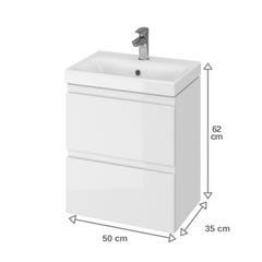 Meuble salle de bain-50x35cm-Gain de place-Blanc Brillant-Moduo Slim 1
