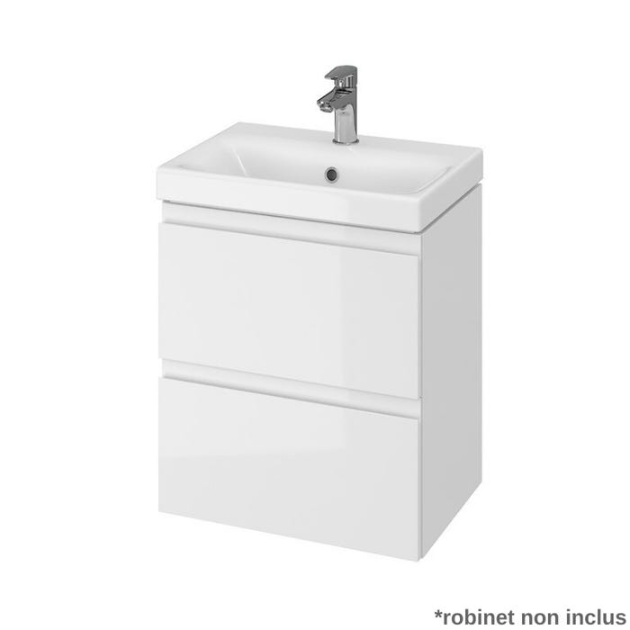 Meuble salle de bain-50x35cm-Gain de place-Blanc Brillant-Moduo Slim 4