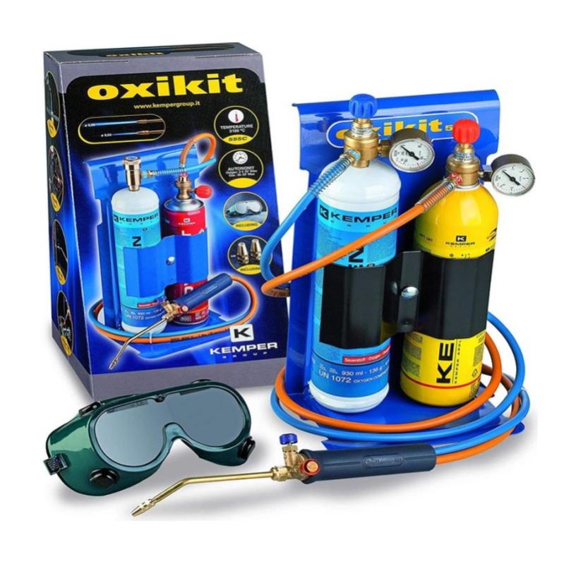 Chalumeau BI Gaz Pro OXYKIT 3300°C KEMPER Avec réducteurs GAZ Manomètres +2 pointes Kit complet Brasage et soudage