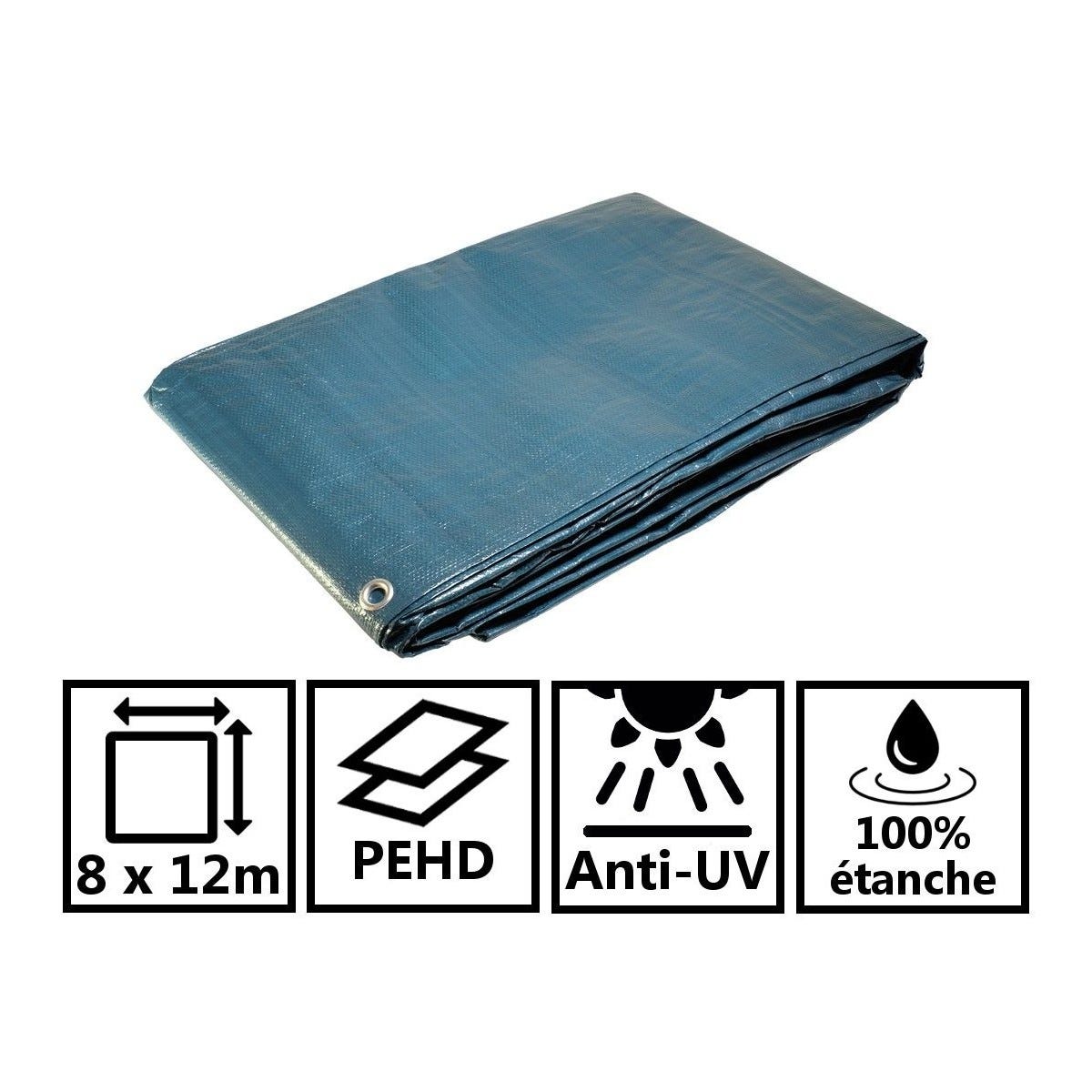 Bâche plastique 8x12 m bleue et verte 150g/m² - bâche de protection polyéthylène 1