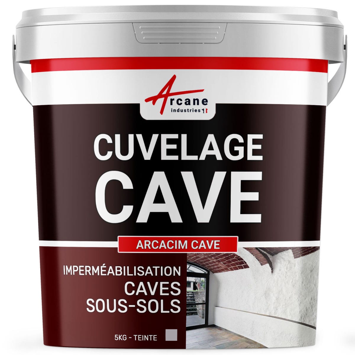 Enduit de cuvelage hydrofuge - Étanchéité cave sous-sol garage - ARCACIM CAVE - 5 kg - Gris - ARCANE INDUSTRIES 0