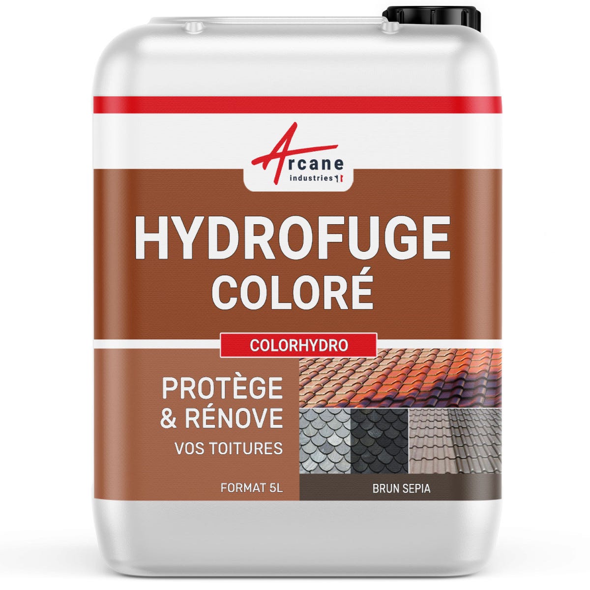 Hydrofuge Coloré Tuile et Toiture - COLORHYDRO - 5 L (jusqu'à 20 m²) - Brun Sepia - RAL 8014 - ARCANE INDUSTRIES 0