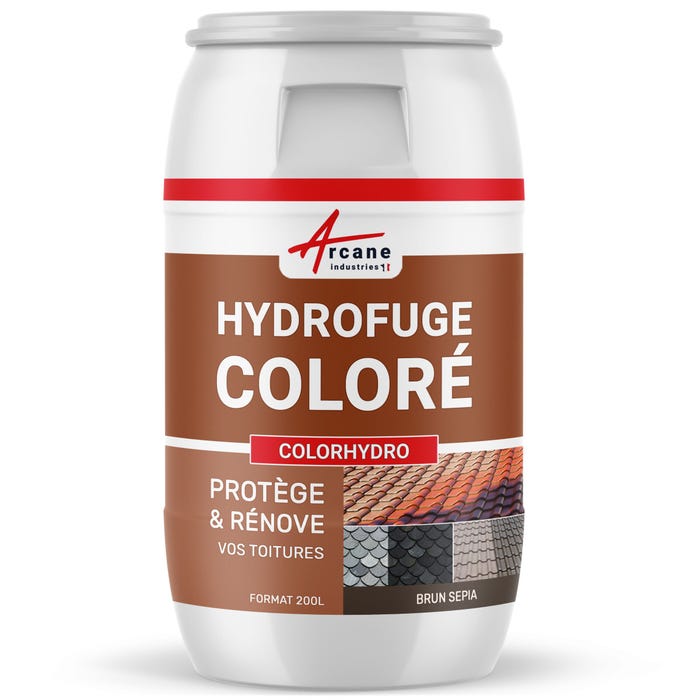 Hydrofuge Coloré Tuile et Toiture - COLORHYDRO - 200 L - Brun Sepia - RAL 8014 - ARCANE INDUSTRIES 0