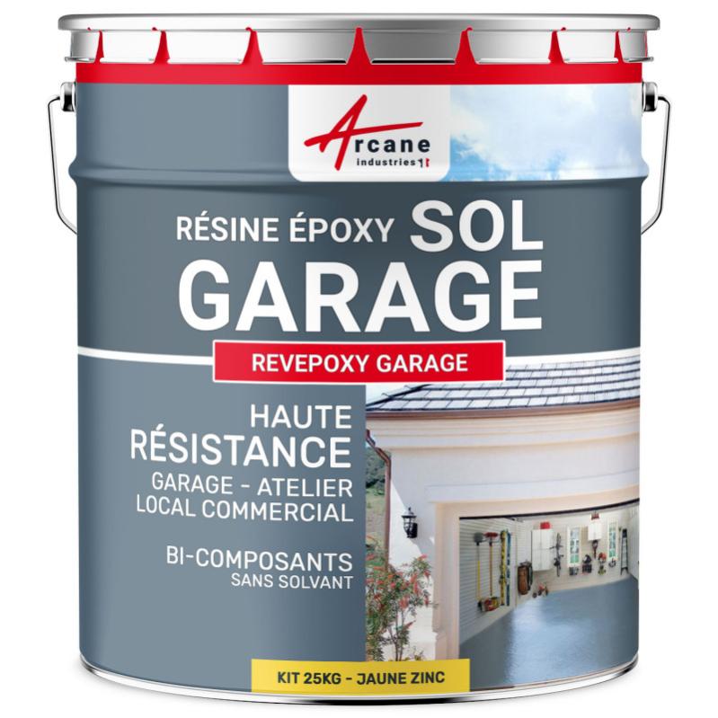 Peinture Epoxy Sol Garage - Revepoxy Garage - Jaune Zinc - Ral 1018 - 25 Kg (couvre Jusqu'à 80m² Pour 2 Couches)