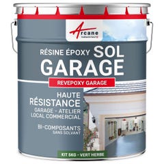 PEINTURE EPOXY SOL GARAGE - REVEPOXY GARAGE - 5 kg (jusqu'à 16 m² en 2 couches) - Vert Herbe - RAL 6010 - ARCANE INDUSTRIES