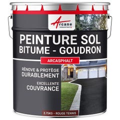Peinture Bitume, Goudron, Enrobé - ARCASPHALT - 3.75 kg (jusqu a 7.5 m² en 2 couches) - Rouge Tennis - ARCANE INDUSTRIES 5