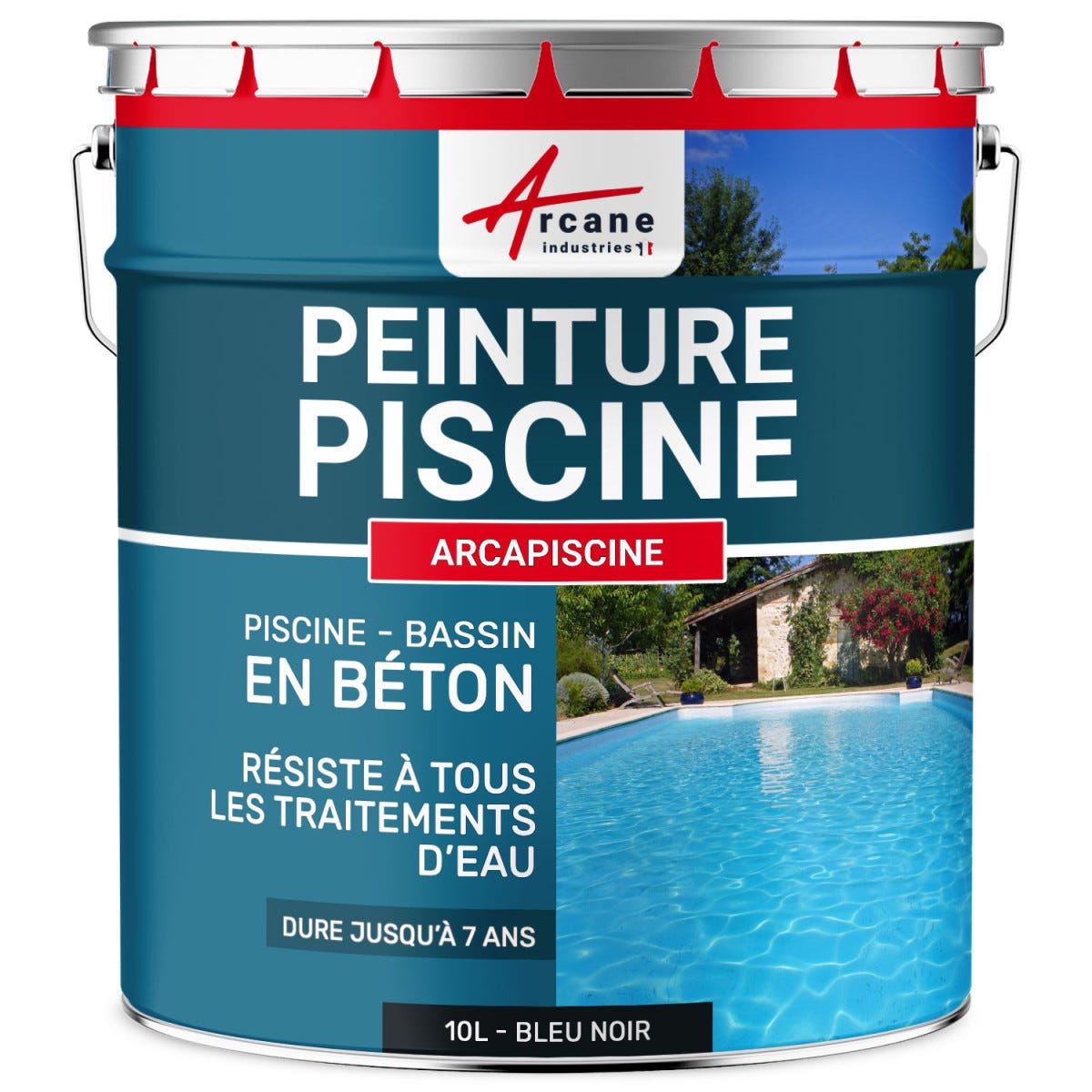 PEINTURE PISCINE BÉTON - 12 Couleurs - HAUTE RESISTANCE 7 ans - ARCAPISCINE Bleu Noir - RAL 5004 - 10 LARCANE INDUSTRIES 0