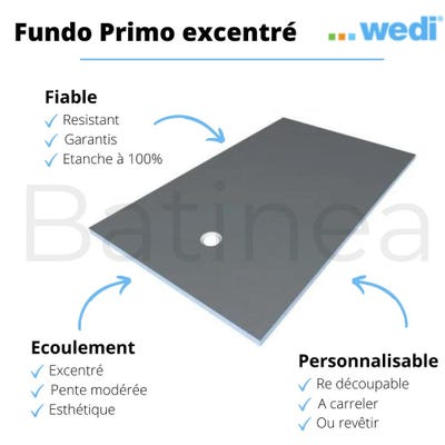 WEDI Receveur Fundo Primo écoulement centré 1200x900x40mm 3