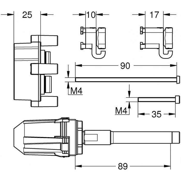 Grohe Kit d'extension universelle pour mitigeurs mécaniques, 25mm (14056000) 2