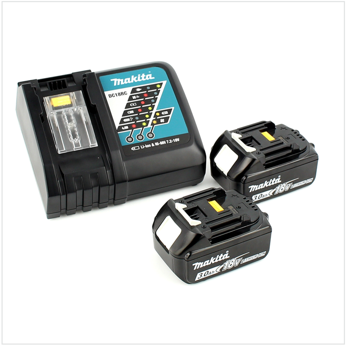 Makita DDF 451 RFJ Perceuse visseuse sans fil, 18V 80Nm + 2x Batteries 3,0Ah + Chargeur + Makpac 3