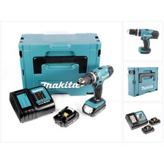 Makita DHP 453 Perceuse visseuse à percussion sans fil 18V 42Nm + 2x Batteries 2 Ah + Chargeur + Coffret Makpac 2 4