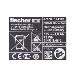 Fischer FSS-B Batterie Li-Ion 18V 4.0 Ah - CAS Partner ( 552930 ) 2