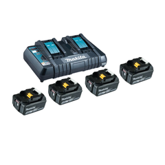 Makit Kit Li 18V - 4x Batteries BL1850B 5,0Ah + DC18RD Chargeur double ( 199483-0 ) 4