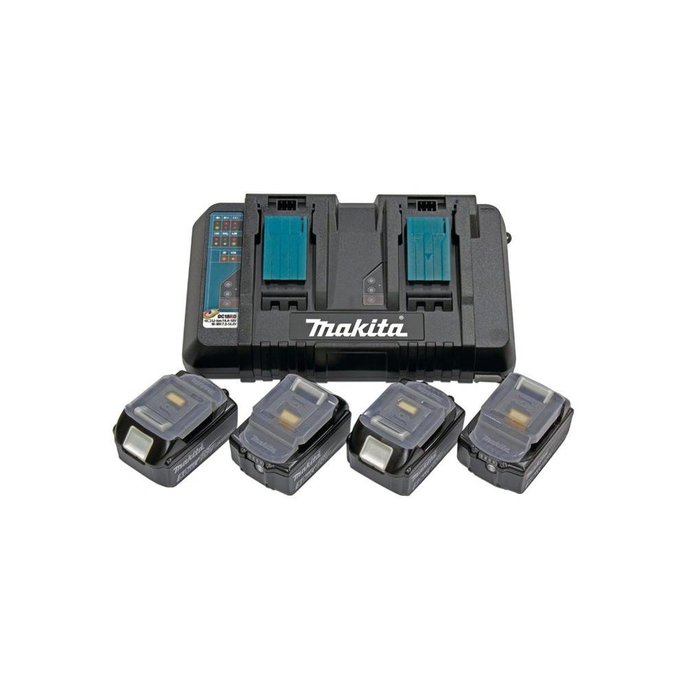 Makit Kit Li 18V - 4x Batteries BL1850B 5,0Ah + DC18RD Chargeur double ( 199483-0 ) 5