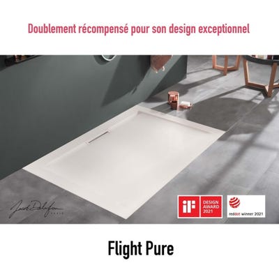 Receveur antidérapant 160 x 80 JACOB DELAFON Flight Pure acrylique rectangle blanc